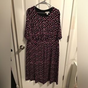 NWT!  London Times Black and Pink Short Sleeve Dress